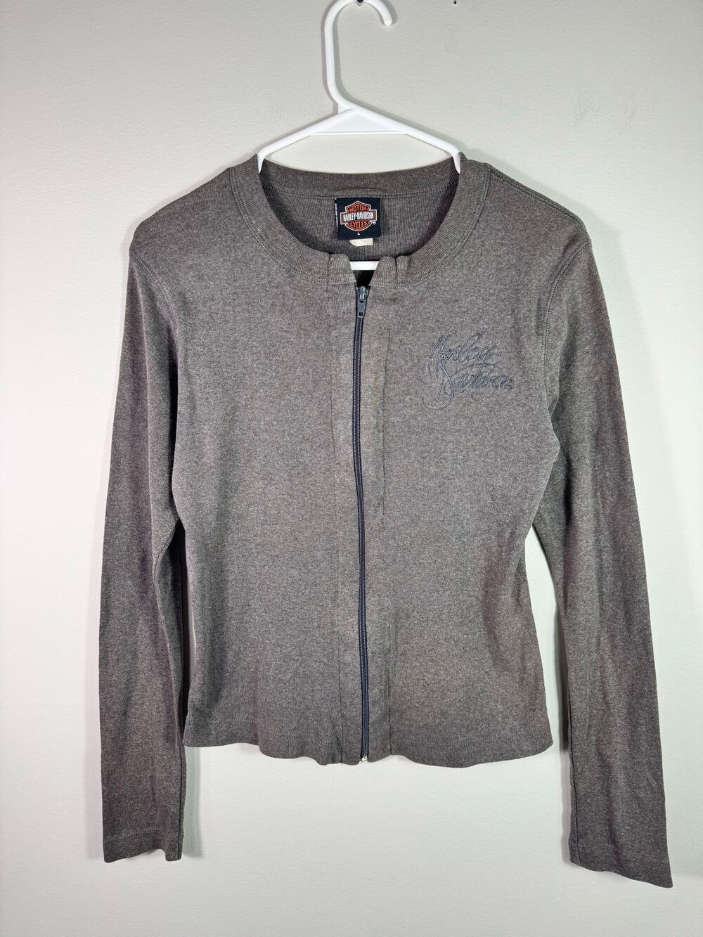 Vintage Y2k Harley Davidson Zip up Sweater Women's Size Large